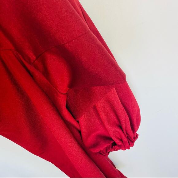 BEBE Cropped Plunge VNeck Red Halter Tank Top Pleated Waist Ankle Jumpsuit XS - Picture 4 of 9